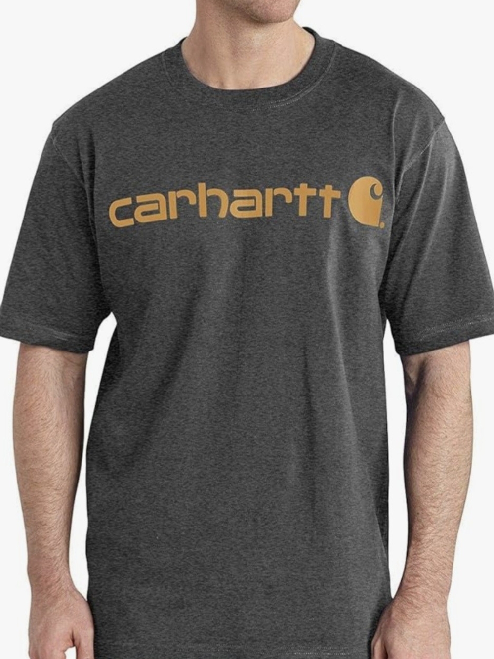 Carhartt Men’s Short Sleeve Tee in Charcoal with Gold Logo